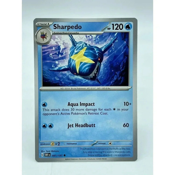 Sharpedo 047/197 S&V: Obsidian Flames Non-Holo Pokémon TCG Mint Unplayed - Picture 1 of 6